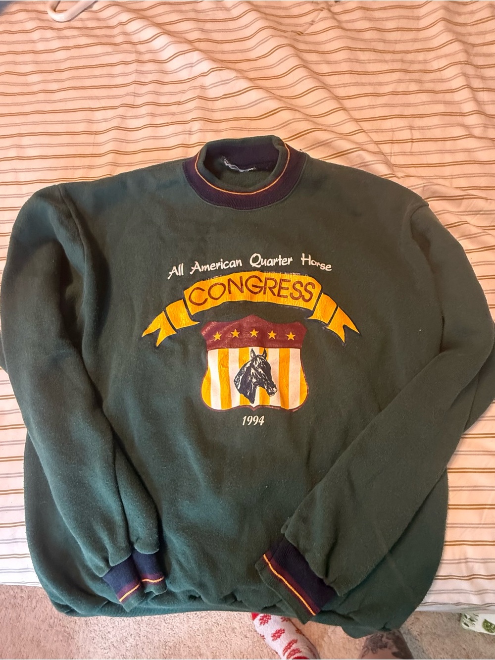 Vintage All American Quarter Horse Congress 1994 Green Crewneck Sweater